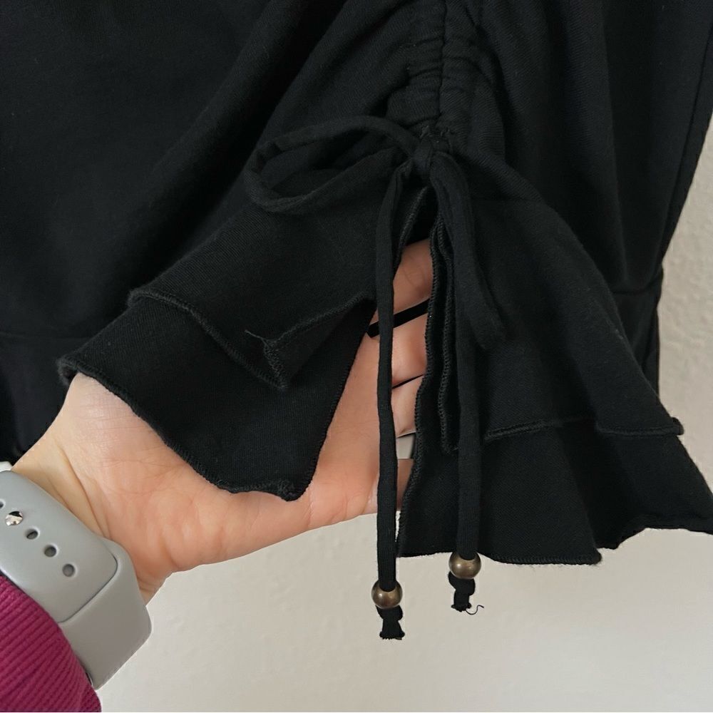 Anthropologie Sundays Ramone Black Ruched Mini Dress Size Medium, Long Sleeve - Picture 6 of 12